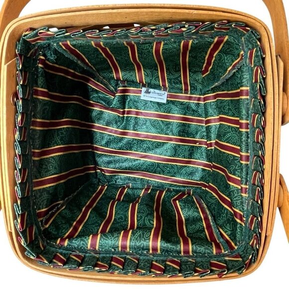 Longaberger 1995 Christmas Collection Cranberry Basket w/ Liner & Insert Holiday - Picture 9 of 16